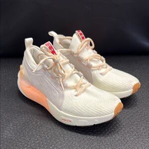 Under Armour Women's Cream and Orange Athletic Shoes